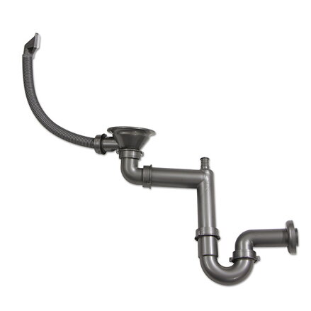 StrongSinks sifon plast dřezový, 40 mm, 220-460mm, bílý, StrongSinks Sifon pro úsporu místa pro nerez dřezy