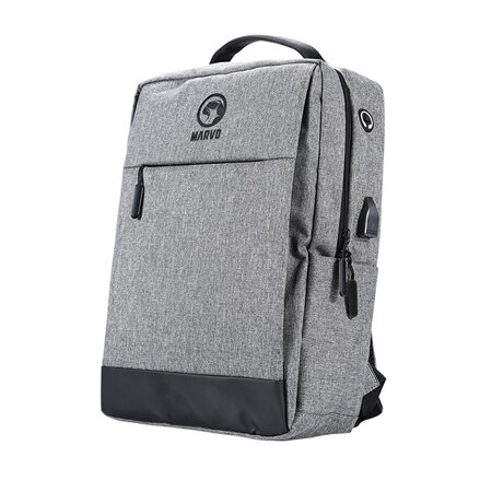 Batoh na notebook 15.6", BA-03, šedý z nylonu, USB port k nabíjení, Marvo