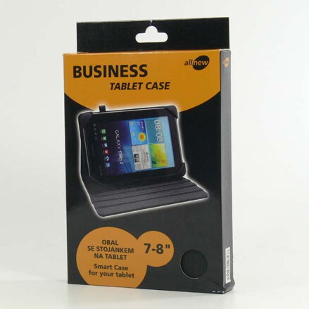 Obal na 7"-8", Obal, Business, černý z Polyuretan, s podstavcem, pogumované + Čisticí ubrousky, na tablet Logo, All New