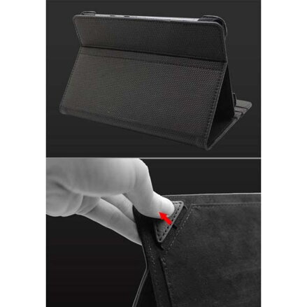 Obal na 7"-8", Obal, Business, černý z Polyuretan, s podstavcem, pogumované + Čisticí ubrousky, na tablet Logo, All New
