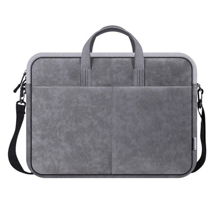 Taška na notebook 15,6", SOLID, šedá z imitace kůže, Defender
