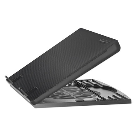 Stojan pod notebook, NS-501, barevně podsvícený, s větrákem, černo-modrý, DEFENDER, s 2-portovým hubem