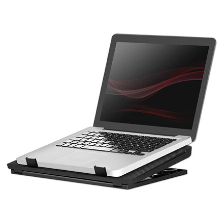 Stojan pod notebook, NS-501, barevně podsvícený, s větrákem, černo-modrý, DEFENDER, s 2-portovým hubem