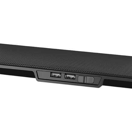 Stojan pod notebook, NS-509, barevně podsvícený, s větrákem, černo-modrý, DEFENDER, s 2-portovým hubem