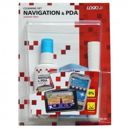 Čisticí sada, pro navigace a PDA, spray 50ml, mikroutěrka, 5 ubrousků, LOGO