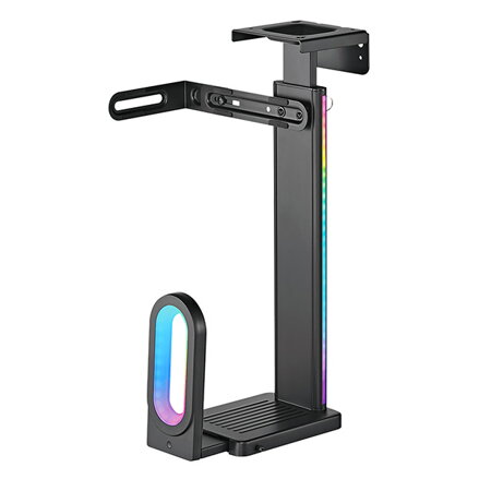 Ultradesk FLANK držák PC pod stůl, RGB podsvícení, černá