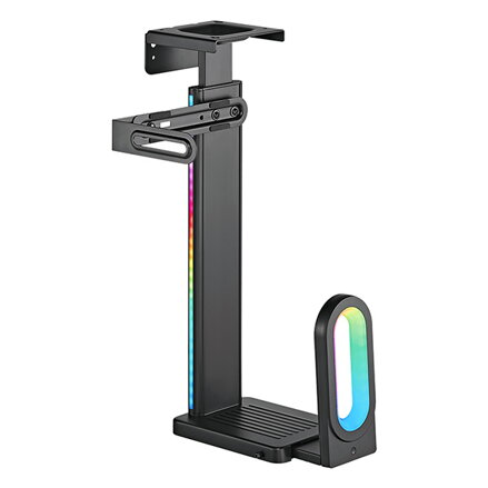 Ultradesk FLANK držák PC pod stůl, RGB podsvícení, černá