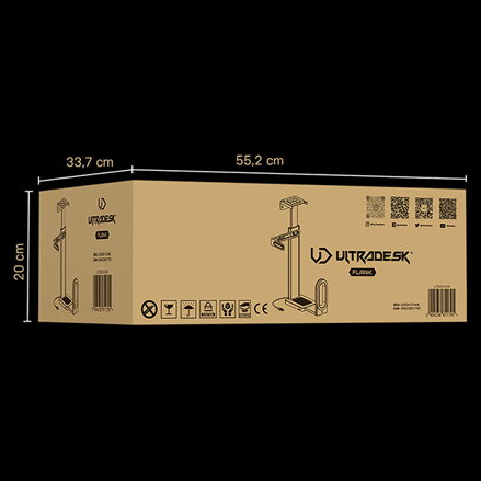 Ultradesk FLANK držák PC pod stůl, RGB podsvícení, černá