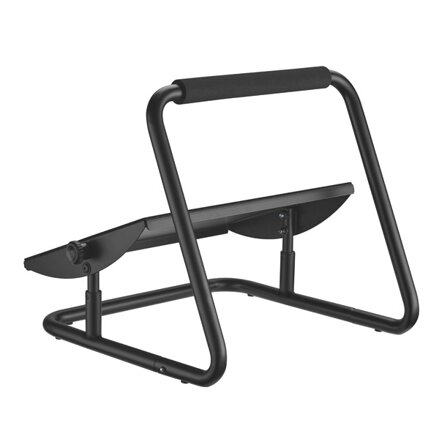 Podstavec pod nohy, možnost protáhnutí nohou, černý, ocel, 25 kg nosnost, Powerton, nastavitelná výška