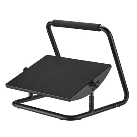 Podstavec pod nohy, možnost protáhnutí nohou, černý, ocel, 25 kg nosnost, Powerton, nastavitelná výška