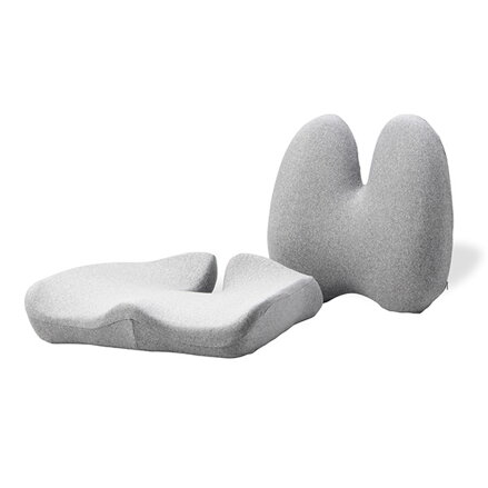 Set bederní opěrky a podsedáku, pod hýždě, ergonomický, šedý, paměťová pěna, Powerton