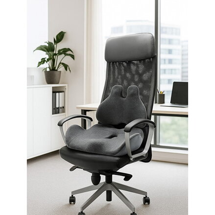 Set bederní opěrky a podsedáku, pod hýždě, ergonomický, antracitový, paměťová pěna, Powerton