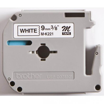 Brother originální páska do tiskárny štítků, Brother, MK221, černý tisk/bílý podklad, nelaminovaná, 8m, 9mm