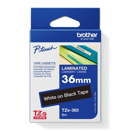 Brother originální páska do tiskárny štítků, Brother, TZE-365, bílý tisk/černý podklad, laminovaná, 8m, 36mm