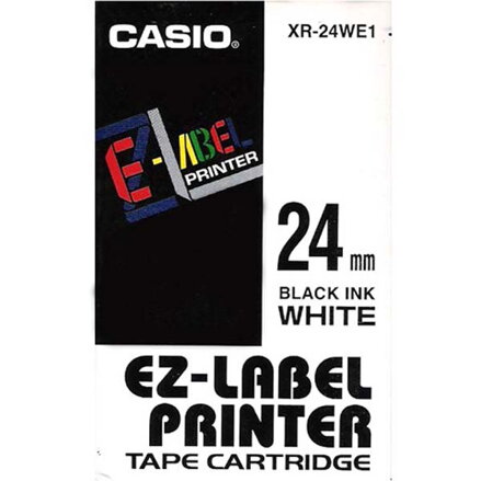 Casio originální páska do tiskárny štítků, Casio, XR-24WE1, černý tisk/bílý podklad, nelaminovaná, 8m, 24mm Casio originální páska do tiskárny štítků, Casio, XR-24WE1, černý tisk/bílý podklad, nelaminovaná, 8m, 24mm