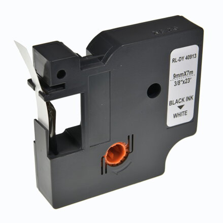 G&G kompatibilní páska do tiskárny štítků, pro Dymo, RL-DY 40913P BK/WT, S0720680, 40913, černý tisk/bílý podklad, 7m, 9mm, D1