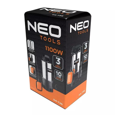 Neo Tools ponorné vodní čerpadlo 04-736, 1100W, 18000l/hod., 7m
