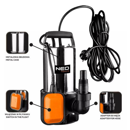 Neo Tools ponorné vodní čerpadlo 04-736, 1100W, 18000l/hod., 7m