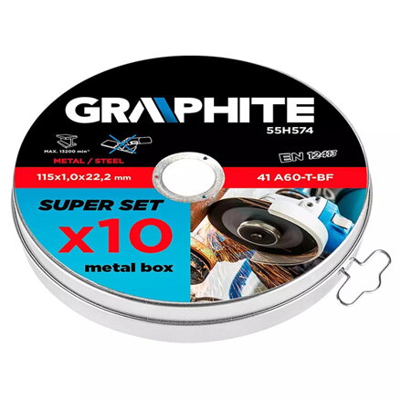 Řezný kotouč na kov Graphite 55H574 115x1x22.2 mm, 41A60-T-BF, 10ks