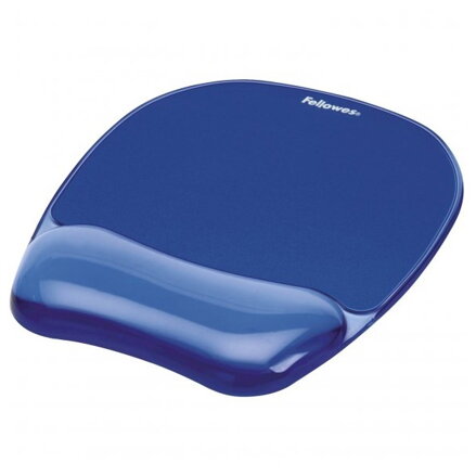 Podložka pod myš a zápěstí Fellowes Crystal, ergonomická, gelová, modrá, 23x20.2 cm, 1.4 cm, Fellowes, polypropylenový povrch