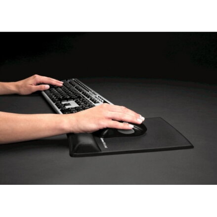 Podložka pod myš a zápěstí Fellowes Health-V, ergonomická, pěnová, černá, 28x23 cm, 1.9-3.5 cm, Fellowes, textilní povrch