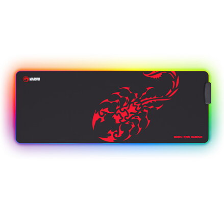 RGB Podložka pod myš, SCORP XL, černá, 800 x 300 mm, 4 mm, Marvo, USB Hub