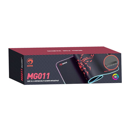 RGB Podložka pod myš, SCORP XL, černá, 800 x 300 mm, 4 mm, Marvo, USB Hub