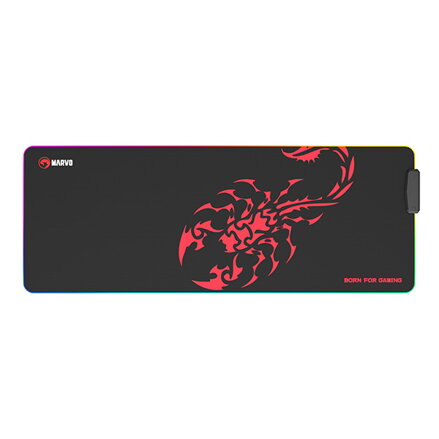 RGB Podložka pod myš, SCORP XL, černá, 800 x 300 mm, 4 mm, Marvo, USB Hub