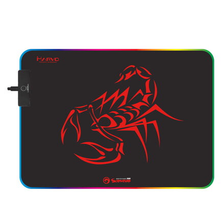 RGB Podložka pod myš, MG8, herní, černá, 350 x 250 mm, 3 mm, Marvo, RGB podsvícení