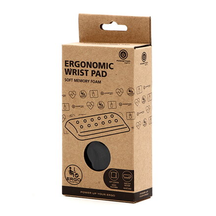 Podložka pod zápěstí, Powerton Ergoline Dark Edition, ergonomická, černá, pěnová, Powerton