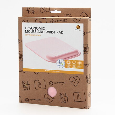 Podložka pod myš a zápěstí, Powerton Ergoline Pastel Edition, ergonomická, růžová, pěnová, Powerton