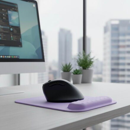 Podložka pod myš a zápěstí, Powerton Ergoline Pastel Edition, ergonomická, fialová, pěnová, Powerton