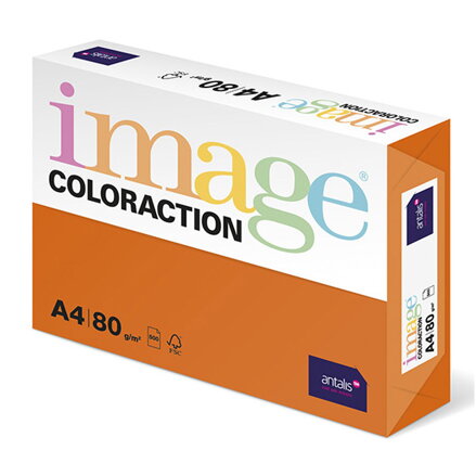 Xerografický papír Coloraction, Amsterdam, A4, 80 g/m2, cihlově oranžový, 500 listů, vhodný pro inkoustový tisk
