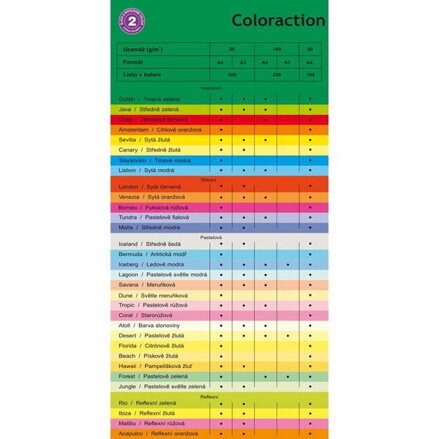 Xerografický papír Coloraction, Chile, A4, 80 g/m2, tmavě červený, 100 listů, vhodný pro inkoustový tisk
