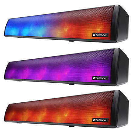 Defender Soundbar Z8, 2.0, 10W, černý, regulace hlasitosti, LED podsvícení, USB/Bluetooth, 90Hz-20kHz