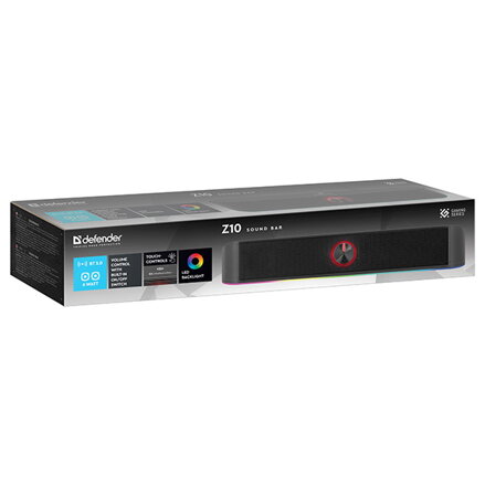 Defender Soundbar Z10, 2.0, 6W, černý, regulace hlasitosti, LED podsvícení, USB/Bluetooth, 80Hz-20kHz