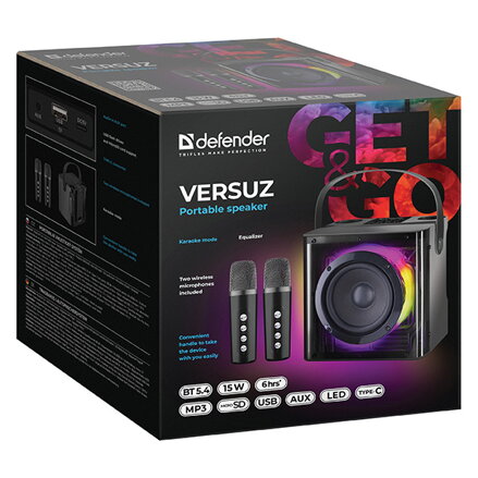 Defender reproduktor VERSUZ, 15W, černý, + 2x mikrofon Defender reproduktor VERSUZ, 15W, černý, + 2x mikrofon
