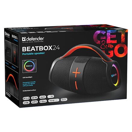Defender reproduktor BEATBOX 24, 25W, černý, TWS, AUX/Bluetooth