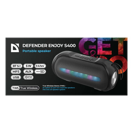 Defender reproduktor ENJOY S400, 5W, černý, LED podsvícení