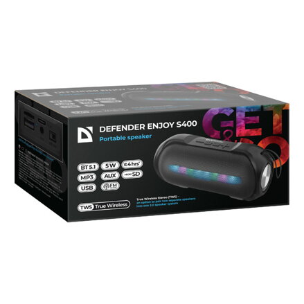 Defender reproduktor ENJOY S400, 5W, černý, LED podsvícení