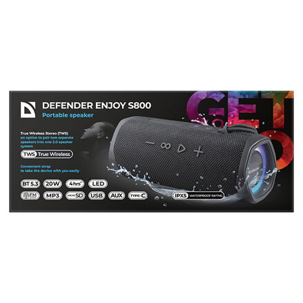 Defender reproduktor ENJOY S800, 20W, černý, LED podsvícení