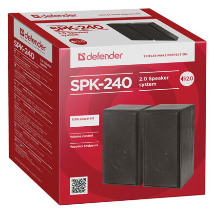 Defender reproduktory SPK 240, 2.0, 2x3W, černé, regulace hlasitosti, dřevěné, 100Hz~18kHz