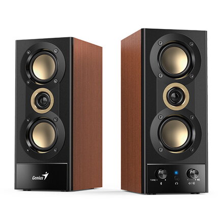 Genius reproduktory SP-HF800BT, 2.0, 20W, černo-hnědé, Bluetooth 5.3