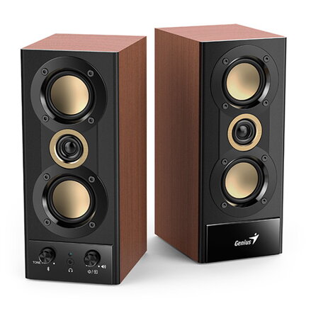 Genius reproduktory SP-HF800BT, 2.0, 20W, černo-hnědé, Bluetooth 5.3