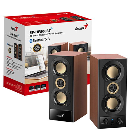Genius reproduktory SP-HF800BT, 2.0, 20W, černo-hnědé, Bluetooth 5.3