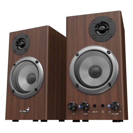 Genius reproduktory SP-HF 500B, 2.0, 16W, hnědý, regulace hlasitosti, dřevěné, 40Hz-20kHz