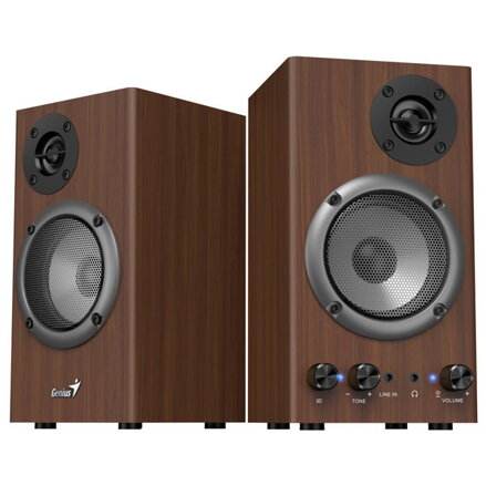 Genius reproduktory SP-HF 500B, 2.0, 16W, hnědý, regulace hlasitosti, dřevěné, 40Hz-20kHz