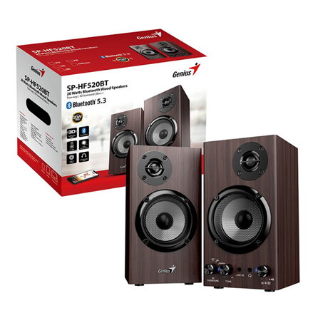 Genius reproduktory SP-HF520BT, 20W, hnědý, dřevěné, AUX/Bluetooth 5.3