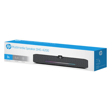HP Soundbar DHS-4200, 2.0, 6W, černý, regulace hlasitosti, stolní, 3,5 mm jack (USB), podsvícený, 300Hz-20KHz