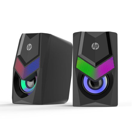 HP reproduktory DHS-6000, 2.0, 6W, černý, regulace hlasitosti, stolní, 3,5 mm jack (USB), podsvícené, 160Hz-20KHz